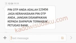 SMS Aktifasi kode OTP BNI Mobile Banking