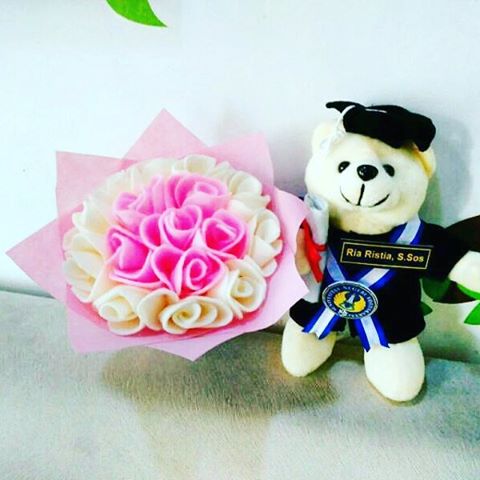 Paket Teddy Bunga Putih Pink