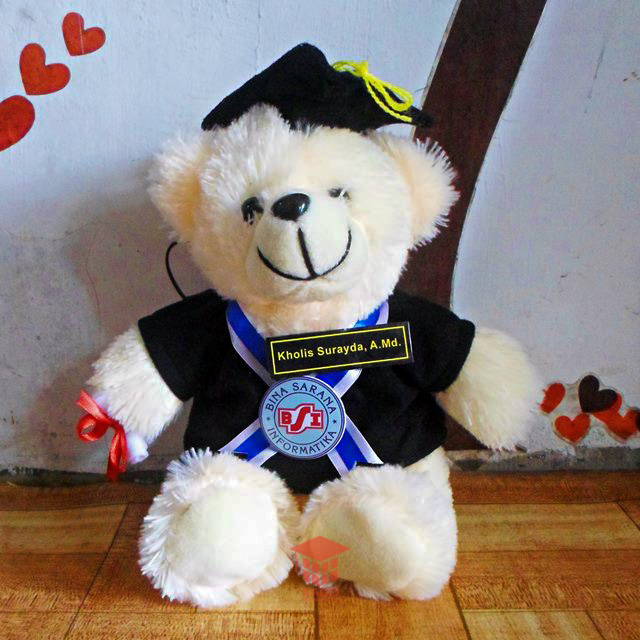 Boneka Wisuda Bear Cream BSI Kado Wisudaku