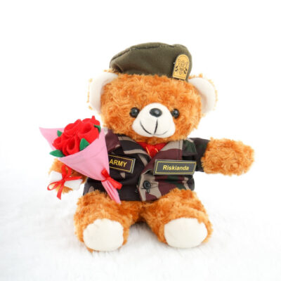 Boneka Profesi Tentara Teddy Bear Buket Bunga