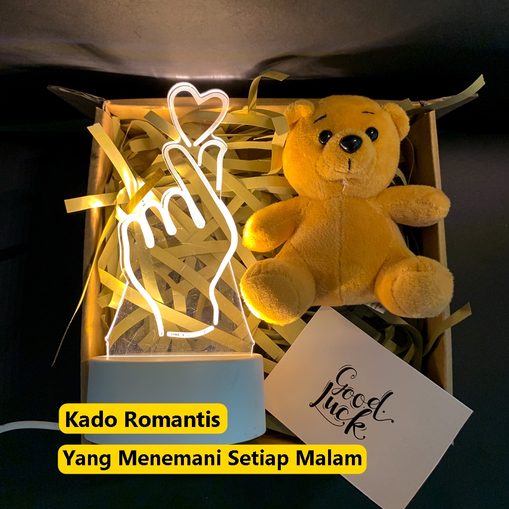 Kado Romantis Pacar Lampu Saranghaeyo dan Teddy Bear