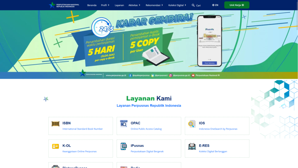 Website Perpusnas (Perpustakaan Nasional Republik Indonesia)